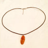 Amber necklace, amber and leather necklace