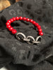 Chain link & red coral bracelet