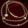 Gold Chain & Pearl Long Necklace