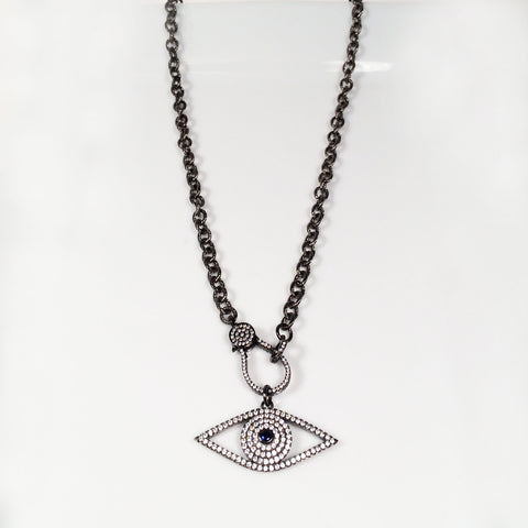 Evil Eye Charm on Chain Link Necklace