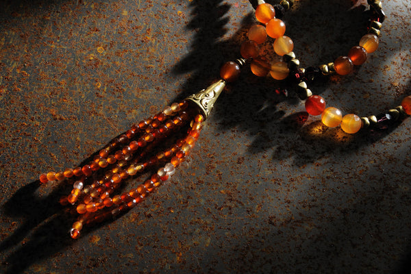 Carnelian long tassel necklace