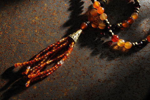Carnelian long tassel necklace