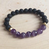 Mala Inspired Essential Oil Diffuser Lava Bead + Amethyst Yoga and Meditation Bracelet
