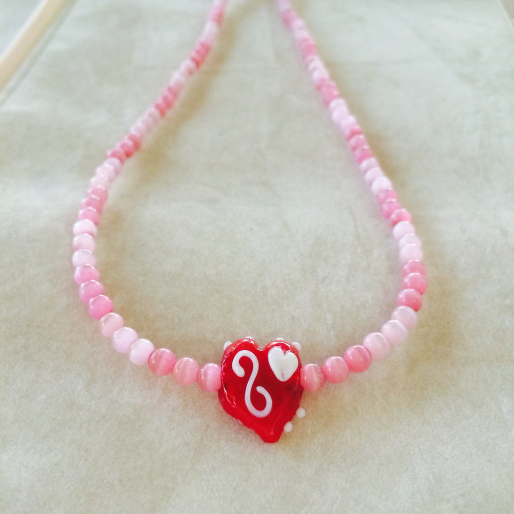 Red Heart charm necklace
