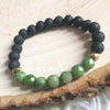 Mala Inspired Essential Oil Diffuser Lava Bead + Green Jade Yoga and Meditation Bracelet