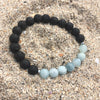 Mala inspired Essential oil Diffuser Lava Bead + Aquamarine Yoga and Meditation Bracelet