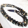 Moonstone is magical! Pave crystal horn, moonstone and hematite long necklace