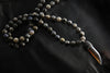 Moonstone is magical! Pave crystal horn, moonstone and hematite long necklace