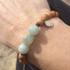 OM charm, aquamarine & sandalwood bracelet