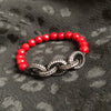 Coral & sparkle chain link bracelet