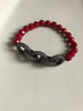 Coral & sparkle chain link bracelet