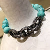 Amazonite & pave crystal chain link bracelet