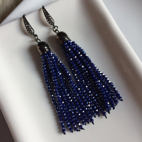 Blue Tassel Earrings